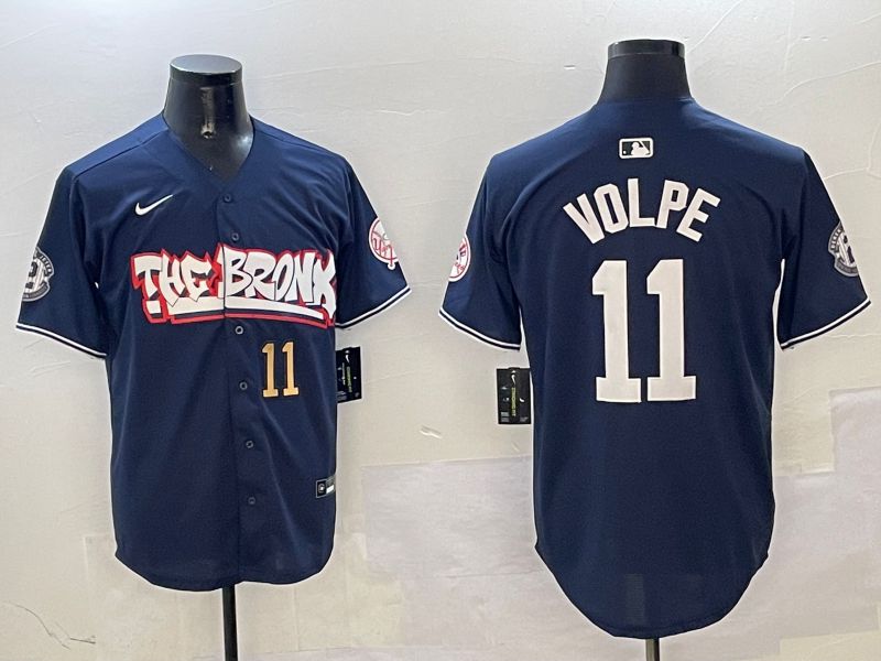 Men New York Yankees #11 Volpe Drak Blue four generations Joint Name 2025 Nike MLB Jersey style 5->new york yankees->MLB Jersey